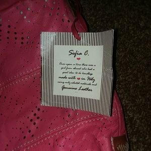 Brand new with tags pink Sofia C leather bag